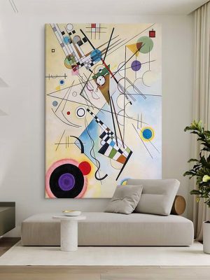 Kandinsky Abstract Geometric Figure Hanging Painting Living Room Art Decoration Mural Porch Hand-painted Oil Painting - FanOilPainting