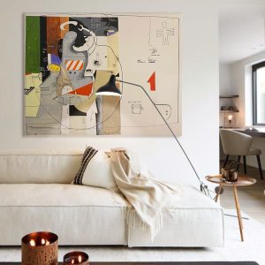 Pure Hand-painted Living Room Horizontal Graffiti Oil Painting Modern Geometric Painting - FanOilPainting