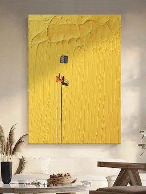 Abstract Figure Living Room Decorative Painting Yellow Thick Texture Pure Hand-painted Oil Painting Art Porch Hanging Painting Healing - FanOilPainting