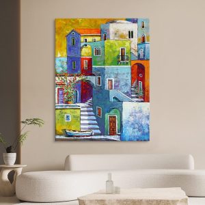 Pure Hand-painted Architectural Landscape Oil Painting Porch Living Room Abstract Decorative Painting - FanOilPainting