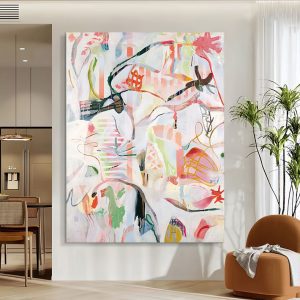 Porch Hand-painted Oil Painting Color Graffiti Minority Art Abstract Texture Painting Living Room Hanging Painting Model Room Large Mural - FanOilPainting