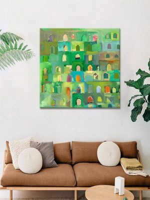 Green Abstract Hand-painted Oil Painting Texture Painting Porch Living Room Dining Room Graffiti Decoration Painting Niche Art Hanging Square - FanOilPainting