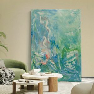 Pure Hand-painted Oil Painting High Sense Living Room Green Decorative Painting Restaurant Porch Hanging Painting - FanOilPainting