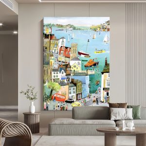 Living Room Hanging Painting Boys And Girls Children’s Room Handmade Oil Painting Porch Warm Cartoon Landscape Decorative Painting - FanOilPainting