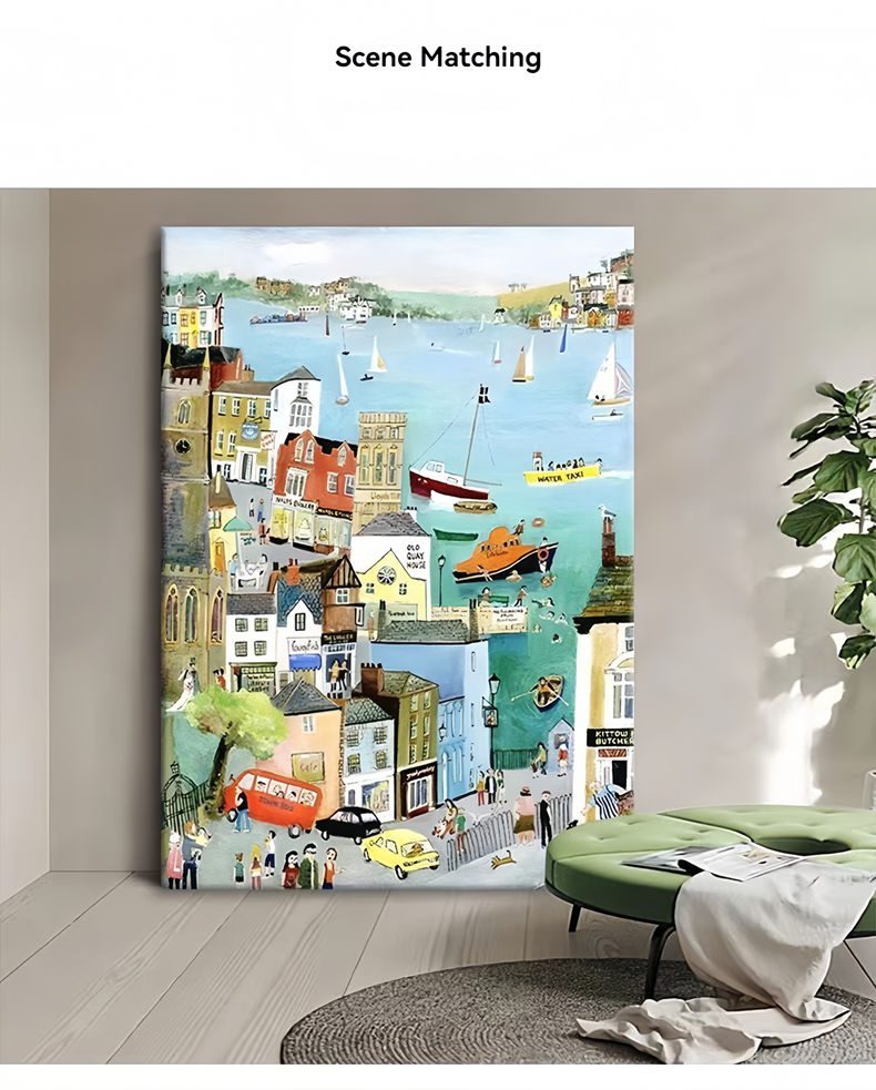 Living Room Hanging Painting Boys And Girls Children’s Room Handmade Oil Painting Porch Warm Cartoon Landscape Decorative Painting - FanOilPainting