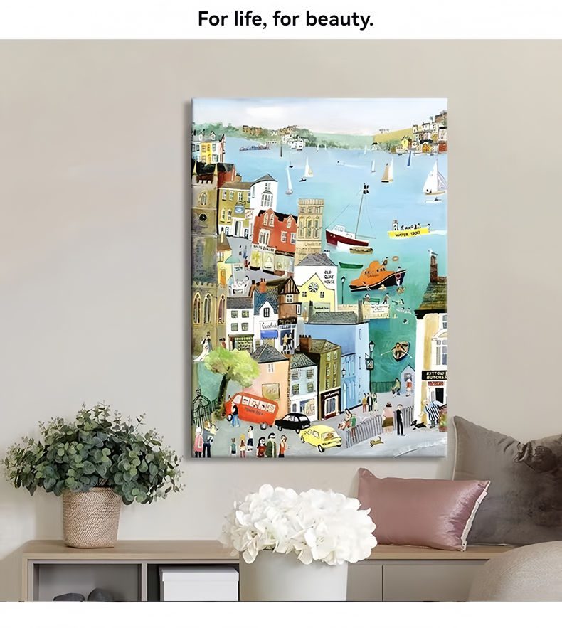 Living Room Hanging Painting Boys And Girls Children’s Room Handmade Oil Painting Porch Warm Cartoon Landscape Decorative Painting - FanOilPainting