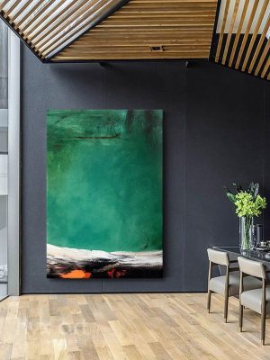 Hand-painted Oil Painting “Bi Yi” Modern Light Luxury Abstract Painting Living Room Green Decorative Painting Restaurant Porch Hanging Painting - FanOilPainting