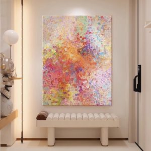 Cream Style Hand-painted Oil Painting Color Grid Art Decoration Painting Living Room Porch Acrylic Texture Painting Wall Painting - FanOilPainting
