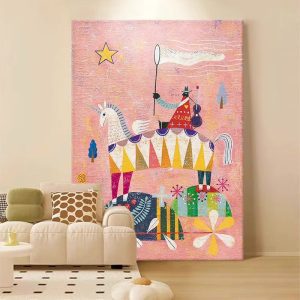 Creative Abstract Cartoon Horse Living Room Decoration Painting Cream Style Pure Hand-painted Oil Painting Pink Original Large Floor Hanging Painting - FanOilPainting