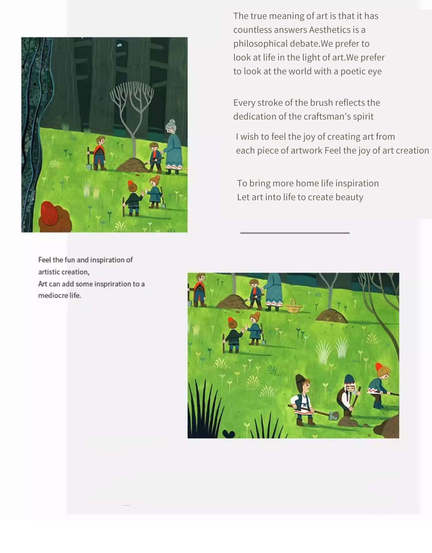 Cartoon Pure Hand-painted Oil Painting Fun Children’s Room Living Room Decoration Painting Green Forest Art Hanging Painting - FanOilPainting