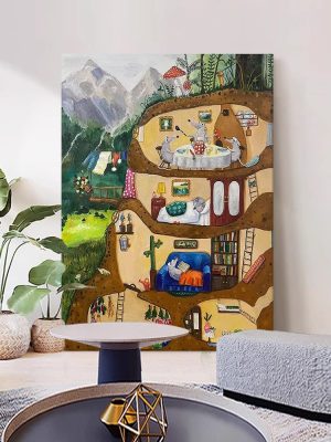 Living Room Cartoon Mouse Decorative Painting Porch Animal Landscape Texture Hanging Painting Children Room Art Hand-painted Oil Painting - FanOilPainting
