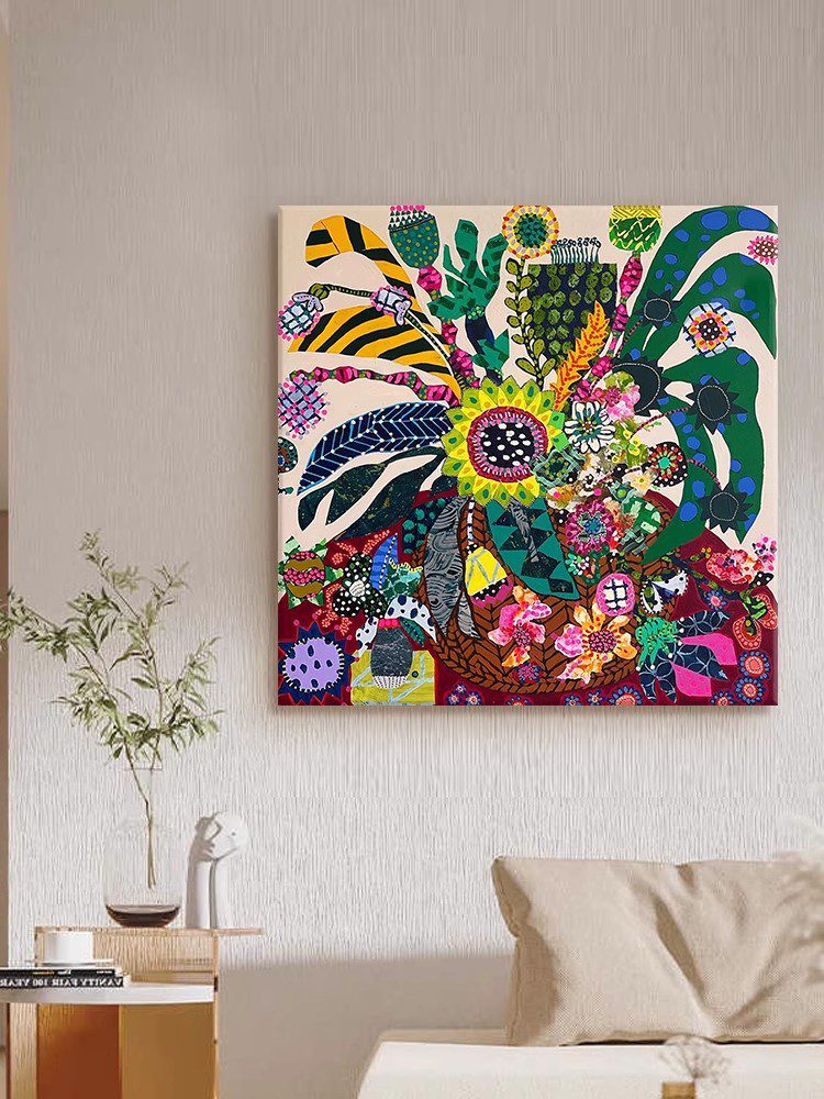 2. Dopamine Color Abstract Art Flower Painting
