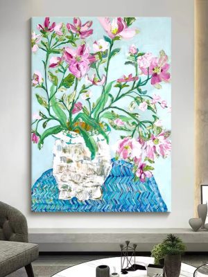 Iris Texture Oil Painting Pure Hand-painted Porch Decoration Painting Living Room Hanging Painting Abstract Acrylic Flower Mural - FanOilPainting