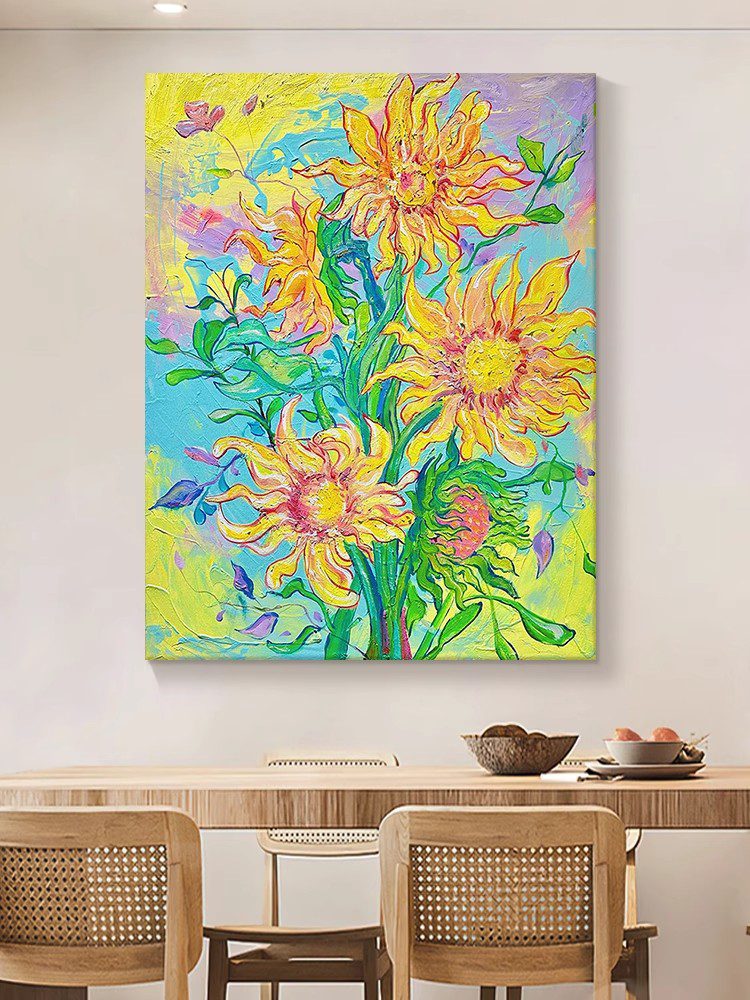 Sunflower Painting Idea 1: Classic Yellow Sunflower Oil Painting