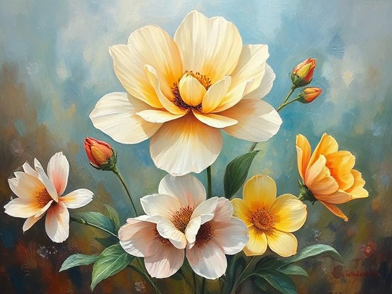 Oil Painting Flowers on Canvas