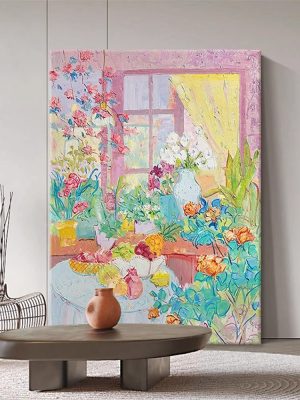 Dopamine Color High-end Hand-painted Oil Painting Matisse Flower Living Room Decoration Painting Porch Texture Hanging Painting - FanOilPainting
