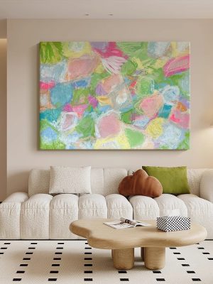 Fantasy Color Abstract Hand-painted Art Oil Painting Cream Style Living Room Decoration Painting Bedroom Bedside Hanging Painting - FanOilPainting
