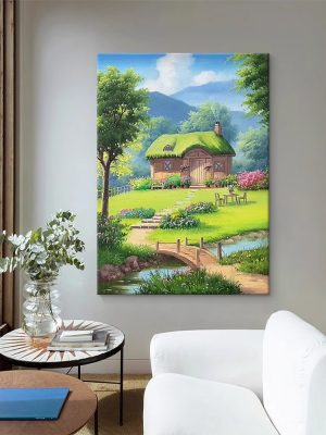 Hayao Miyazaki Summer Hand-painted Oil Painting Animation Landscape Children’s Room Decoration Painting Living Room Hanging Painting Porch Texture Painting - FanOilPainting