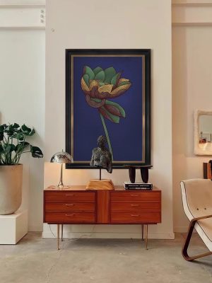 Lotus Plant Living Room Decorative Painting Hand-painted High-end Oil Painting - FanOilPainting