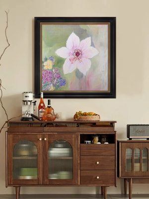 Pink Floral Living Room Background Wall Painting Pure Hand-painted Oil Painting Plant Master Bedroom Hanging Painting - FanOilPainting