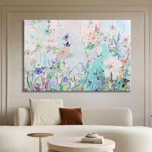 Cream Wind Flowers Hand-painted Oil Painting Bedroom Bedside Texture Painting Abstract Living Room Decoration Painting - FanOilPainting