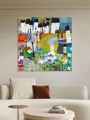 Restaurant Minority Hand-painted Art Oil Painting Abstract Urban Forest Landscape Decoration Painting Contemporary Living Room Porch Hanging Painting - FanOilPainting